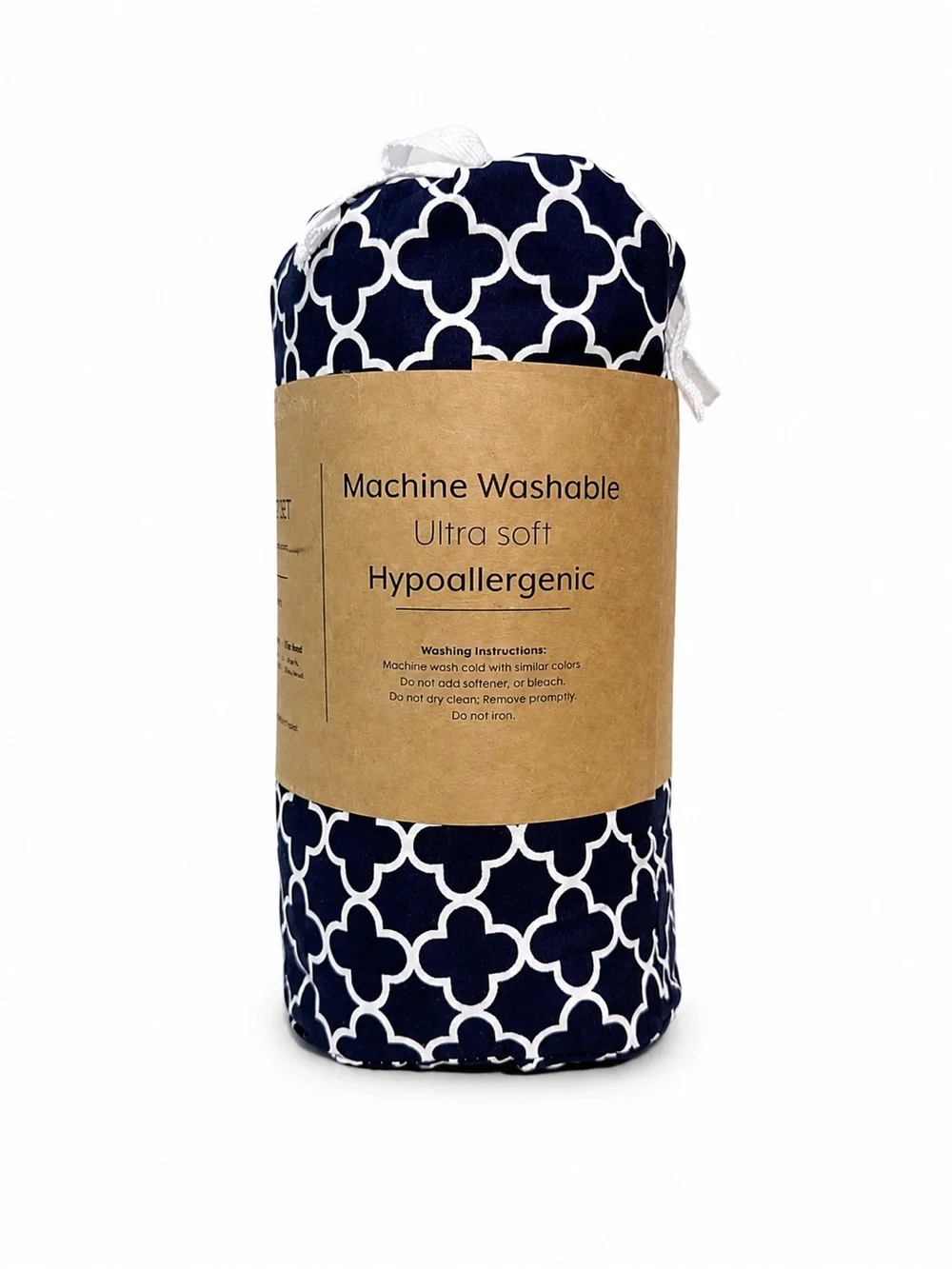 Navy Quatrefoil Full Size 4-Piece Sheet Set NWT